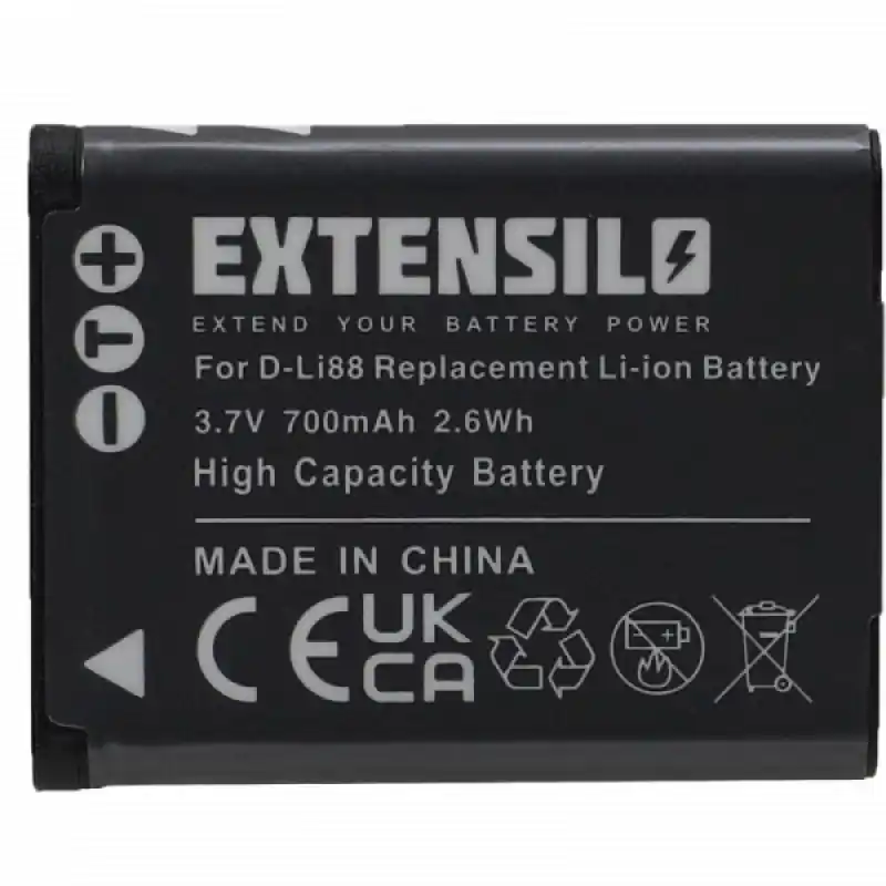 Batteria D-LI88 per Pentax Optio E71 / H90 / P70 / P80 / W90 / WS80, 700 mAh