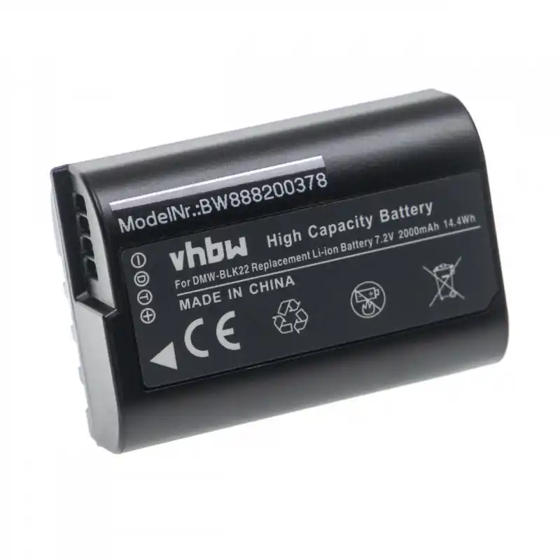 Batteria DMW-BLK22 za Panasonic Lumix DC-S5 / G9 / GH5, 2000 mAh