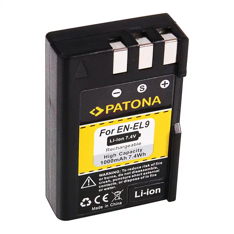 Batteria EN-EL9 per Nikon D40 / D40X / D60 / D3000 / D5000, 1000 mAh