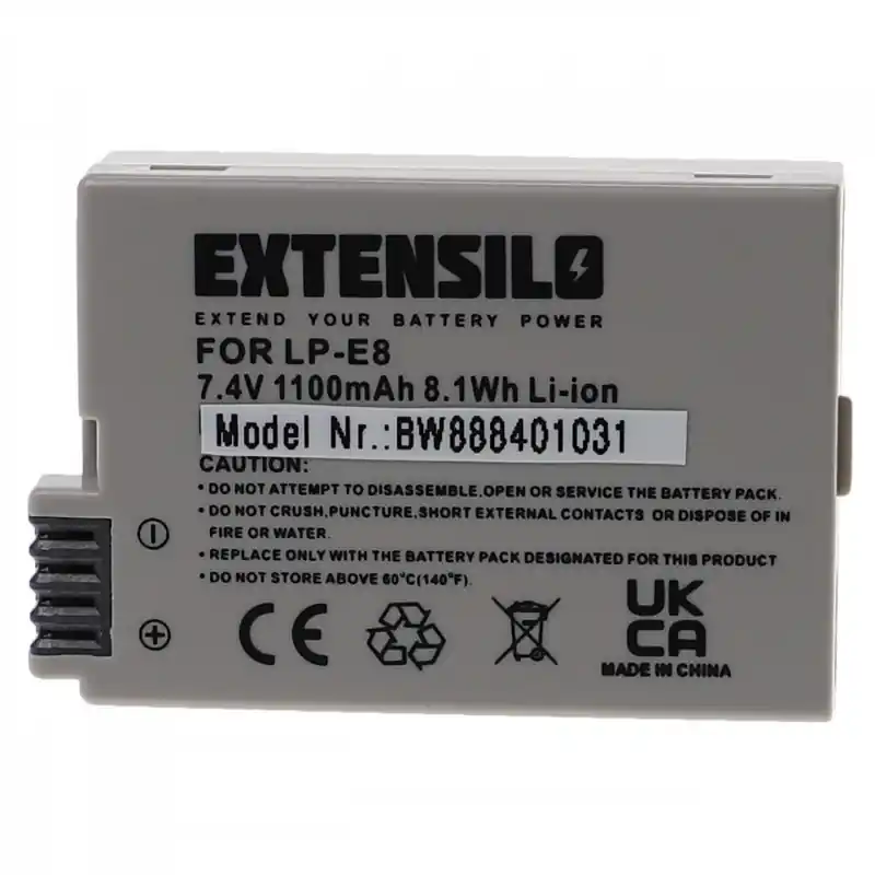 Batteria LP-E8 per Canon EOS 550D / EOS 600D / EOS 650D / EOS 700D, 1100 mAh