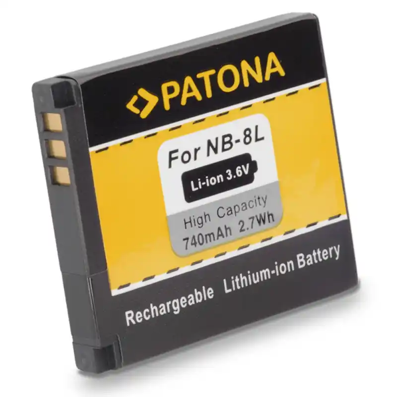 Batteria NB-8L per Canon PowerShot A2200 / A3000 IS / A3100 IS, 740 mAh