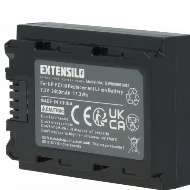 Batteria NP-FZ100 per Sony Alpha 7 III / Alpha 9, 2400 mAh