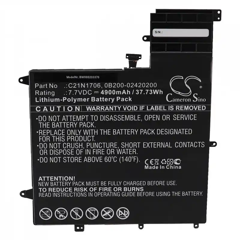 Batteria per Asus ZenBook Flip S UX370UA, C21N1706, 4900 mAh