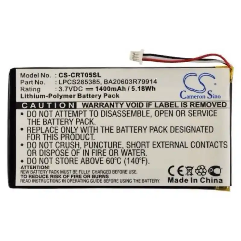 Batteria per Creative Labs Zen Vision M 30GB, 1400 mAh