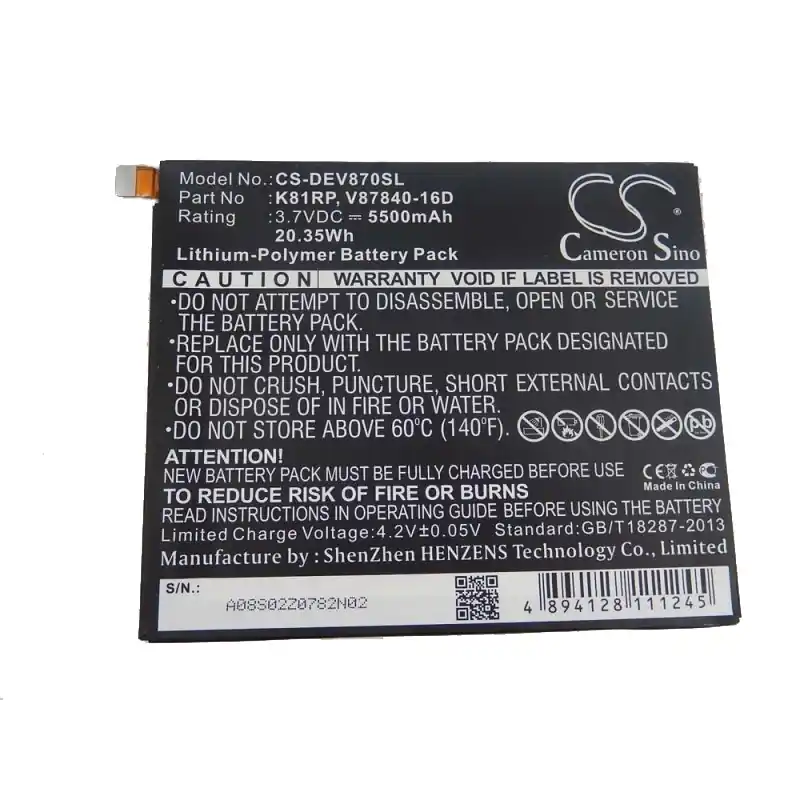 Batteria per Dell Venue 8 7000 / Venue 8 7840, 5500 mAh