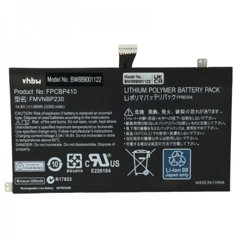 Batteria per Fujitsu Siemens Lifebook U554 / U574, 3300 mAh