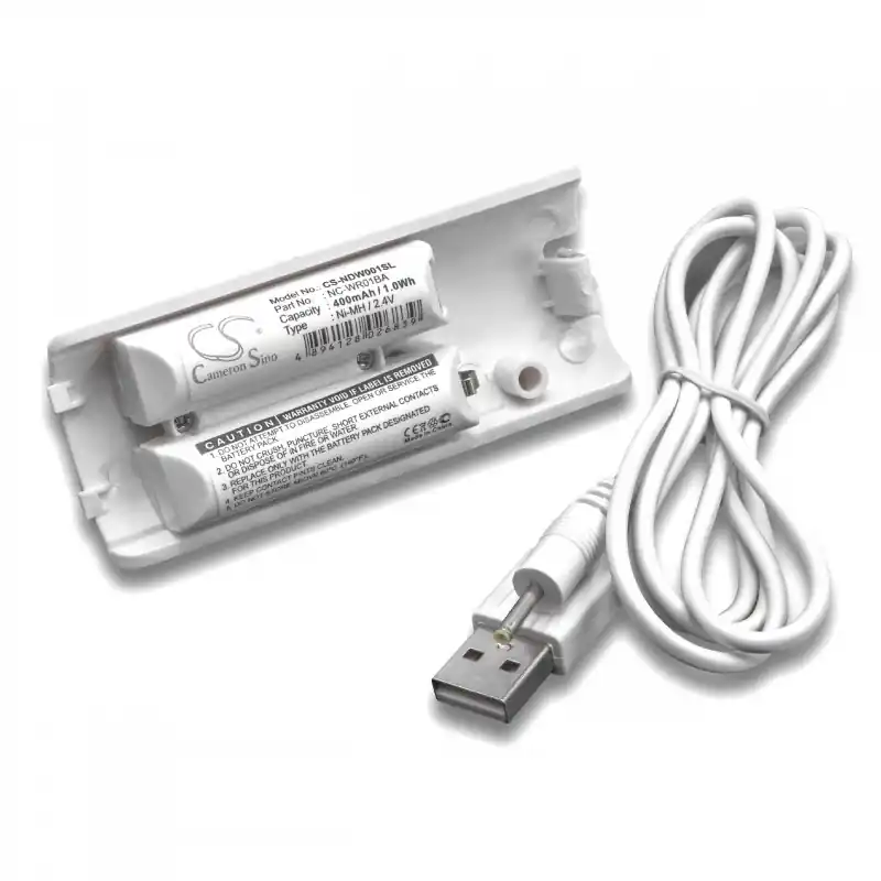 Batteria per Nintendo Wii Remote Controller, bianca, 400 mAh